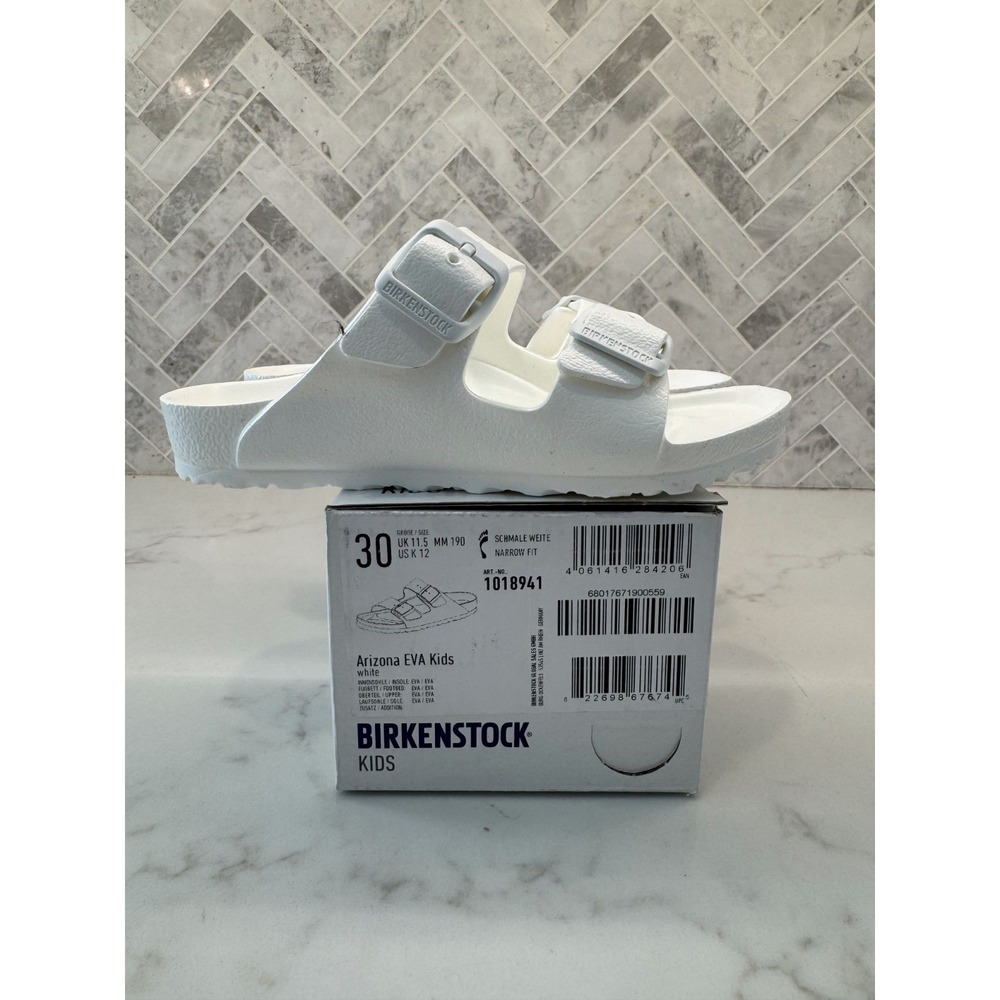 Birkenstock Arizona EVA Sandals Kids Youth Size 12 30 White Double Strap Slides